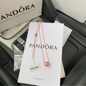Pandora Rose Necklace with Pink Sparkling Charm